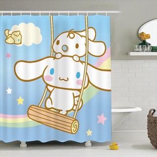 Cinnamoroll Polyester Chống Thấm Nước Màn Tắm Sanrio Hoạt Hình Dễ Thương Phòng Tắm Trang Trí Màn Tắm Vải Trang Trí Phòng Tắm Bộ Có Móc