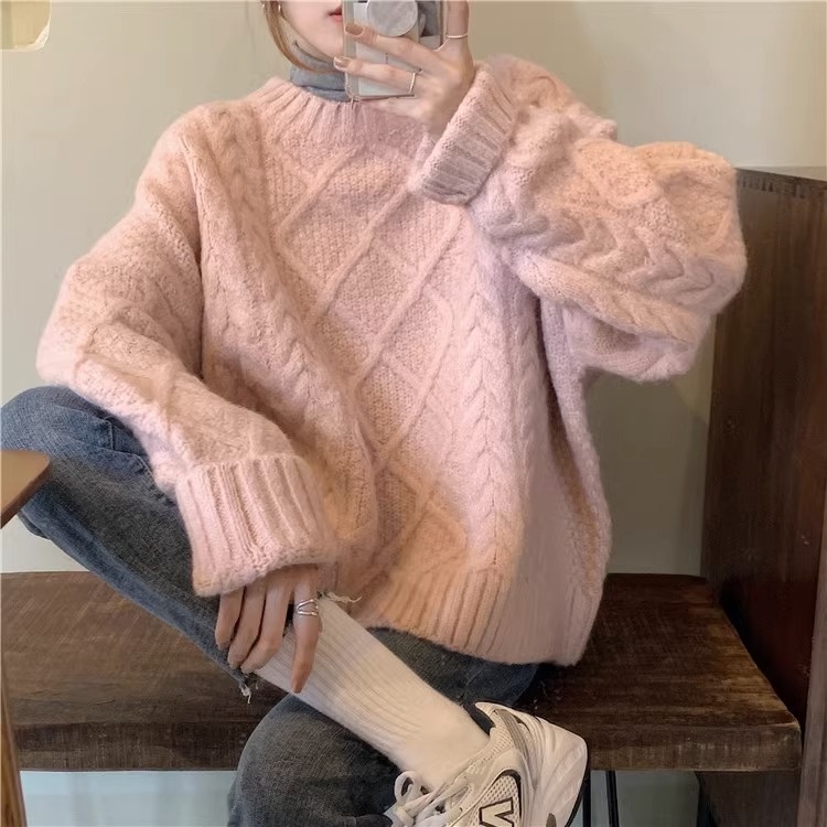 Áo Len Dài Tay áo sweater Cổ Tròn Phong Cách Hàn Quốc Thời Trang Thu Đông Mới áo mùa đông nữ
