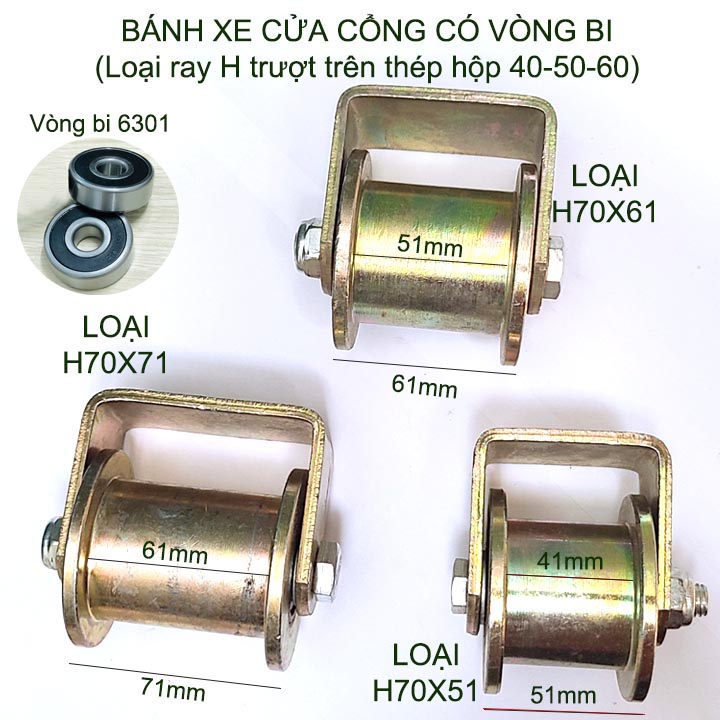 Ròng rọc bánh xe cửa cổng, cửa trượt bằng sắt chống gỉ, loại ray H ...