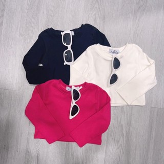 A113-[tomnaukids] Áo croptop tay dài bé gái cực xinh chất bozip co giãn thoải mái - Size 6-30Kg