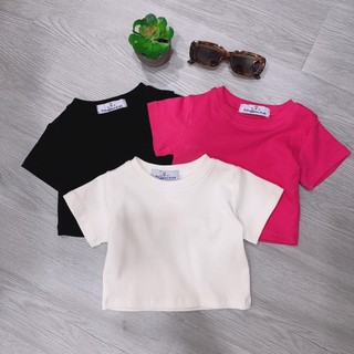 AT15-[tomnaukids] Áo thun cộc tay croptop cho Bé gái vải Zip cotton - Size 6-30Kg