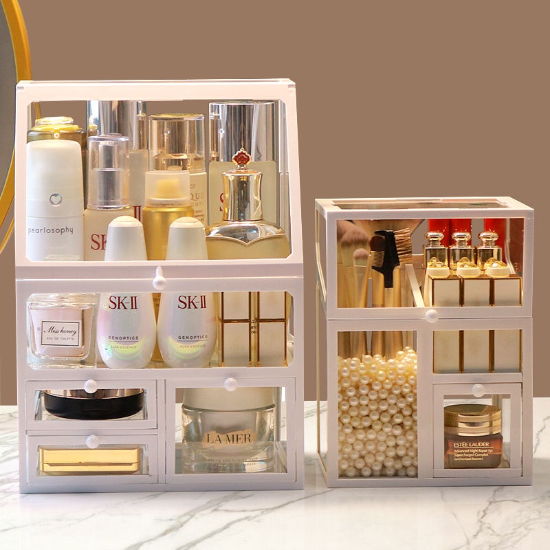 Hộp đựng mỹ phẩm acrylic cỡ lớn để bàn, ngăn kéo chống bụi, bảo quản son môi và đồ trang điểm