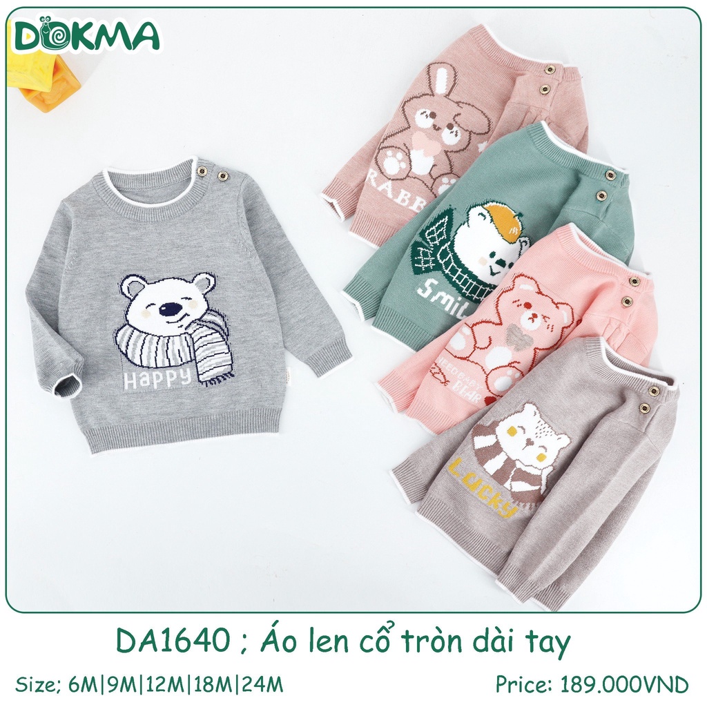 (6-13kg, 3-36M) Áo Len Cổ Tròn Dài Tay Dokma Hoạ Tiết Đáng Yêu Cho Bé DA2268