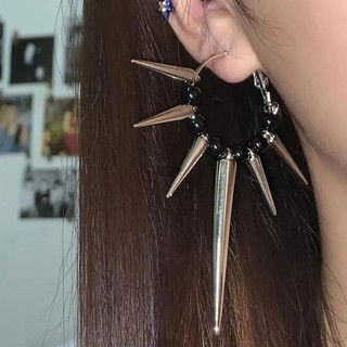 Khuyên Tai Tròn Đính Gai Nhọn Kim Loại Y2k Phong Cách Punk Rock Cá Tính