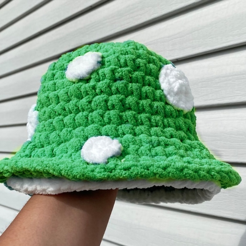 Kikin Handmade Nấm Mũ Xô Nón Pilling Chống Nữ Mũ Hoa Mềm Beanie Nón Móc Ngư Dân Mũ Phố Sn