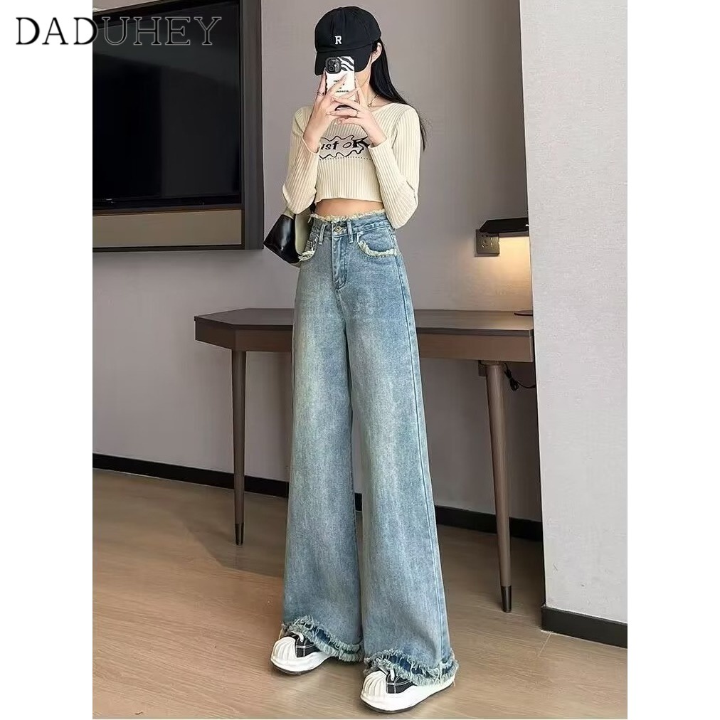 Ảnh Quần jeans DADUHEY cạp cao dáng rộng phong cách Mỹ thời trang cổ điển 3