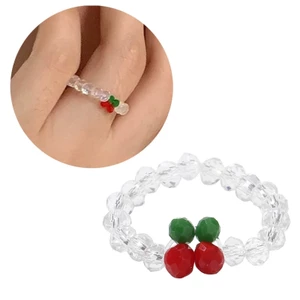 XGB Nhẫn Anh Đào Màu Đỏ Độc Đáo Dây Đàn Hồi Hạt Dây Nhẫn Tối Giản Anh Đào Đính Hạt Nhẫn Hàng Ngày Trang Sức