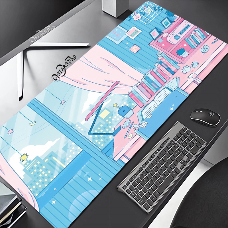 Hồng Cardcaptor Sakura Lớn Deskmat Magic Wand 90 * 40 Thảm Chơi Cao Su Hoạt Hình Chơi Game Laptop Bàn Phím Thảm Chống Trơn Trượt Mousepad Xxl