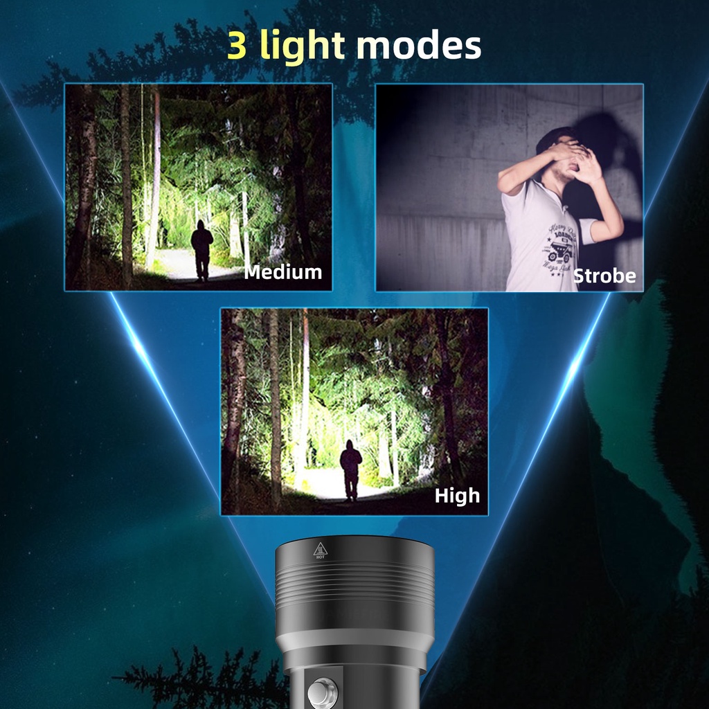 Puteer DV55 Mới P70 - Đèn Pin Lặn 3000 Lumens, Ánh Sáng Trắng, Điều Khiển Từ Tính, Độ Sáng Cao