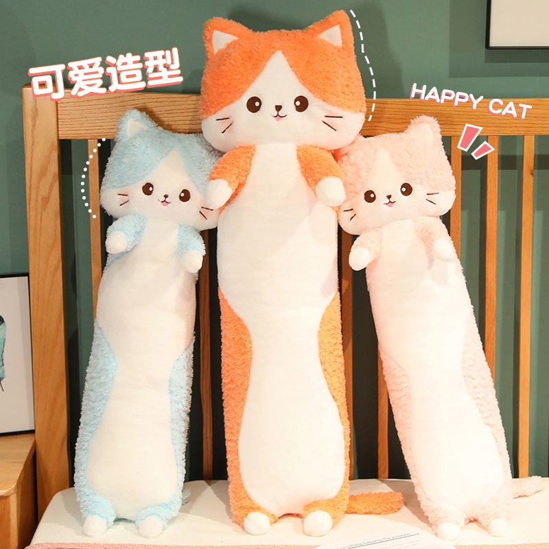 Rytanda Long black cat pillow Mèo đen ôm gối mèo búp bê dài mèo đen dễ thương mèo ôm gối Teddy gấu bông đồ chơi sang trọng cho trẻ em quà sinh
