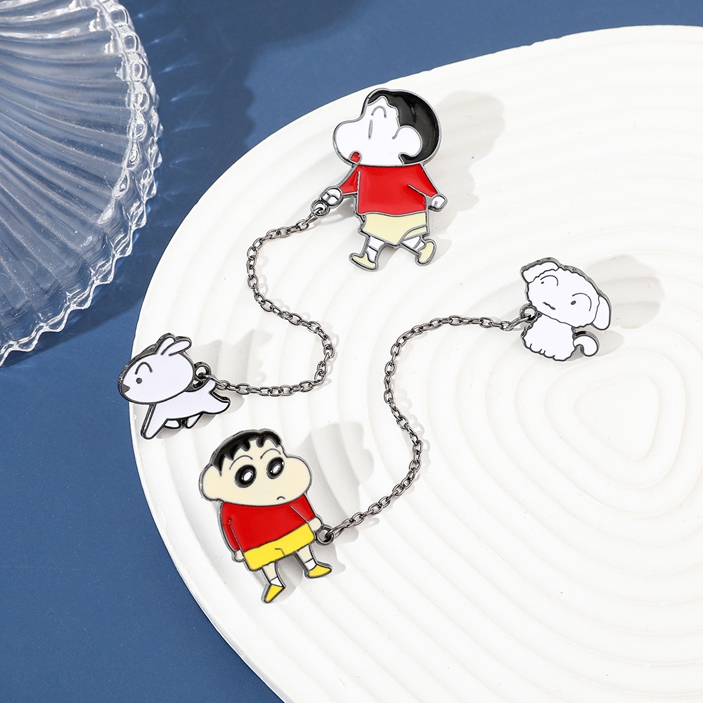 [yunyuan] Ghim Cài Túi Xách Dây Xích Kim Loại Mặt Hình Cậu Bé Bút Chì xiaobai Nhật Bản