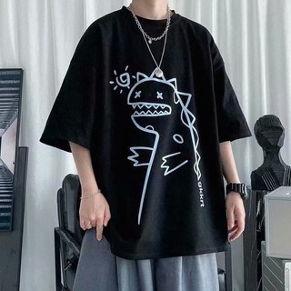 Áo thun ngắn tay in hình khủng long nam hàng hiệu hợp thời trang xu hướng mùa hè trên đường phố cao cấp cỡ lớn dáng rộng