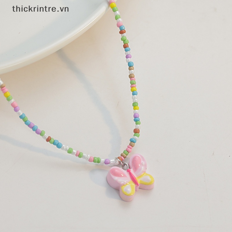THI Boho Hạt Acrylic Nhiều Màu Sắc Mặt Dây Chuyền Dây Chuyền Dành Cho Nữ Y2K Bé Gái Xương Đòn Dây Chuyền Choker Đảng Trang Sức VN