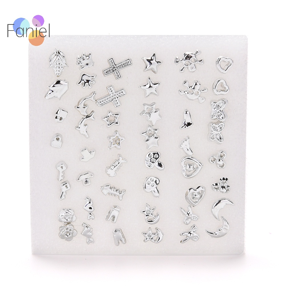 {faniel} Set 24 Đôi Bông Tai Nhựa Mạ Bạc Thời Trang Bán Sỉ M I
