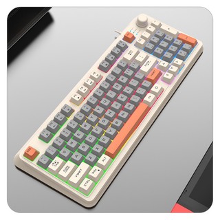 Bàn phím giả cơ gaming K82 - Bàn phím chơi game thiết kế 94 phím có đèn led 7 màu kèm theo nút vặn âm lượng Lff0828