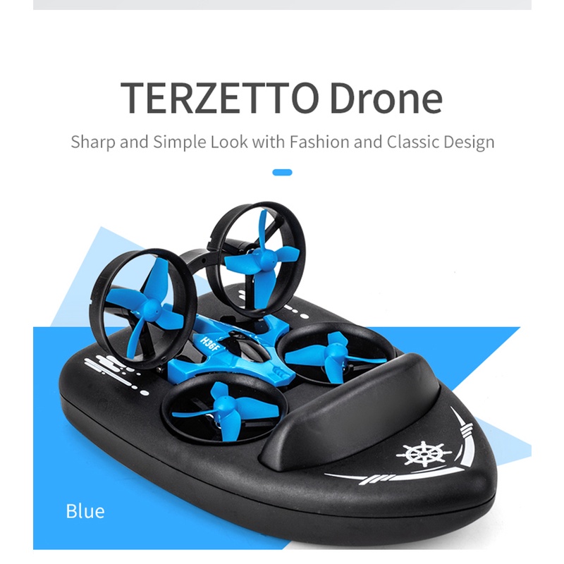 Drone-Jouet JJRC H36F 3 En 1 : Voiture, Bateau, Quadcopter Avec Flips 3D – 2.4GHz