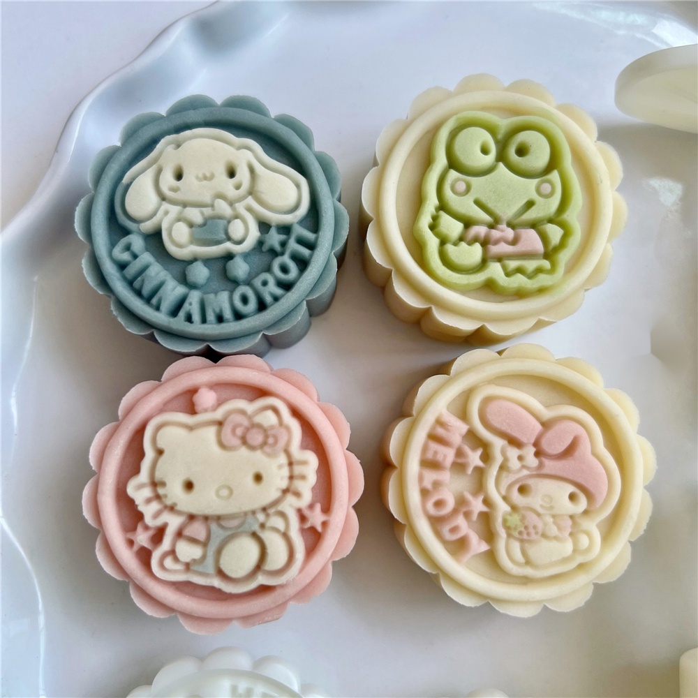 Bộ 50g Hoạt Hình Bánh Trung Thu Khuôn Bấm Chết Đậu Xanh Khuôn Bánh Áp Lực Tay Dễ Thương Khuôn Thực Phẩm Bổ Sung Thực Phẩm Bánh Ngọt Stencil