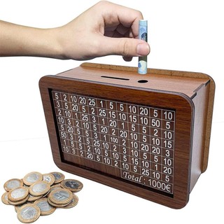 METALWRK Piggy Bank, Hộp đựng tiền thủ công bằng gỗ, Sử dụng tại nhà với mục tiêu tiết kiệm tiền Quầy lưu trữ tiền có thể tái sử dụng Ngân hàng trẻ em
