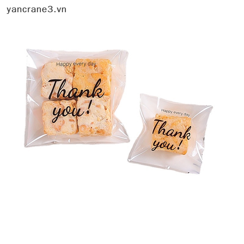 Set 100 Túi Đựng Bánh Kẹo In Chữ thank you Tự Dính {yancrane3.vn}