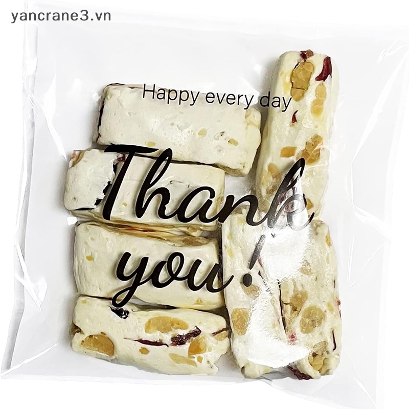 Set 100 Túi Đựng Bánh Kẹo In Chữ thank you Tự Dính {yancrane3.vn}