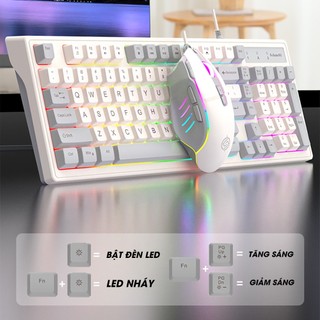 Bàn Phím Cơ Và Chuột Đèn led km800, 7 Màu Sắc Mịn Màng Bền Bỉ Bàn Phím Chơi Game Làm Việc