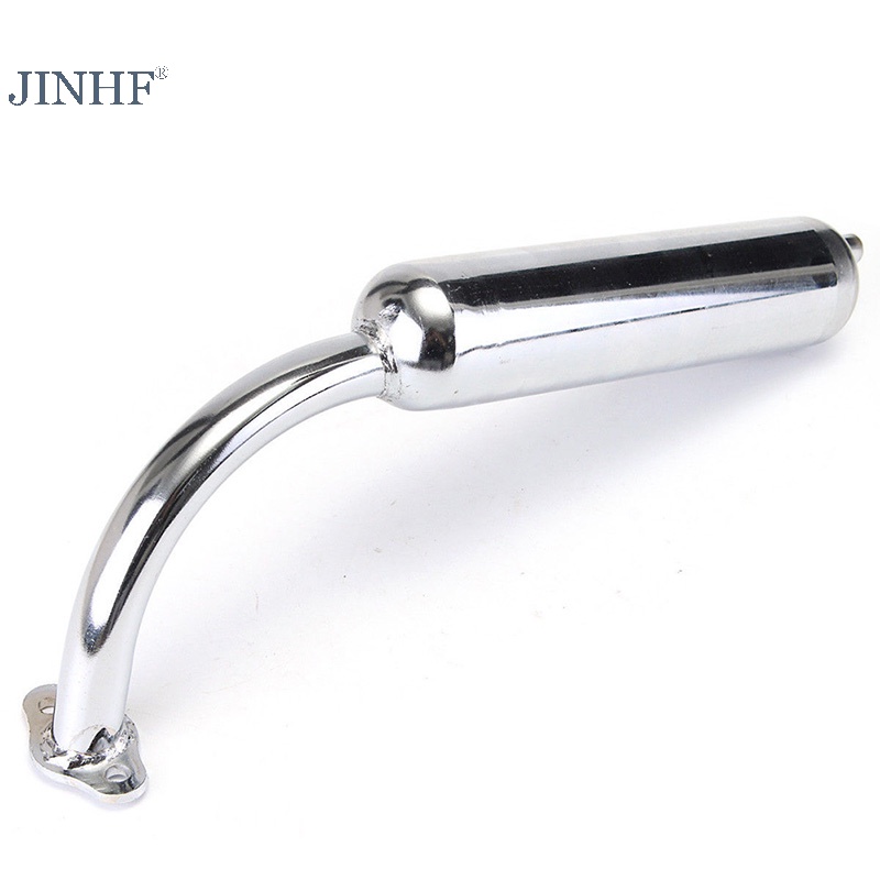 Ống xả giảm thanh Chrome JINHF Xe đạp cơ giới 2 nút 49cc 60cc 66cc 80cc HOT