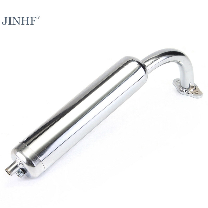 Ống xả giảm thanh Chrome JINHF Xe đạp cơ giới 2 nút 49cc 60cc 66cc 80cc HOT
