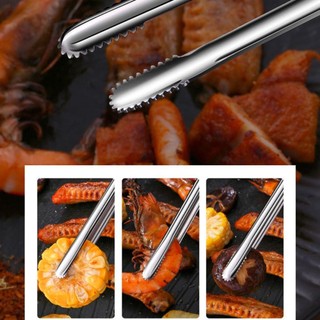 BAMBOOB 2 chiếc Kẹp bánh mì, Dụng cụ nấu ăn Kẹp nướng bằng thép không gỉ 304, Đồ dùng cắm trại Đa chức năng Kẹp thực phẩm kéo dài bằng bạc Tiện ích nhà bếp