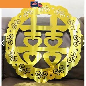 Chữ Song Hỷ 60cm Alu Gương Vàng Trang trí đám cưới