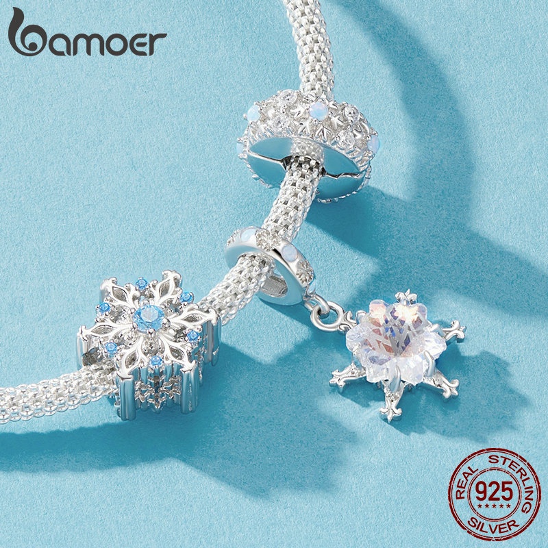 Mặt dây chuyền BAMOER hình bông tuyết bạc 925