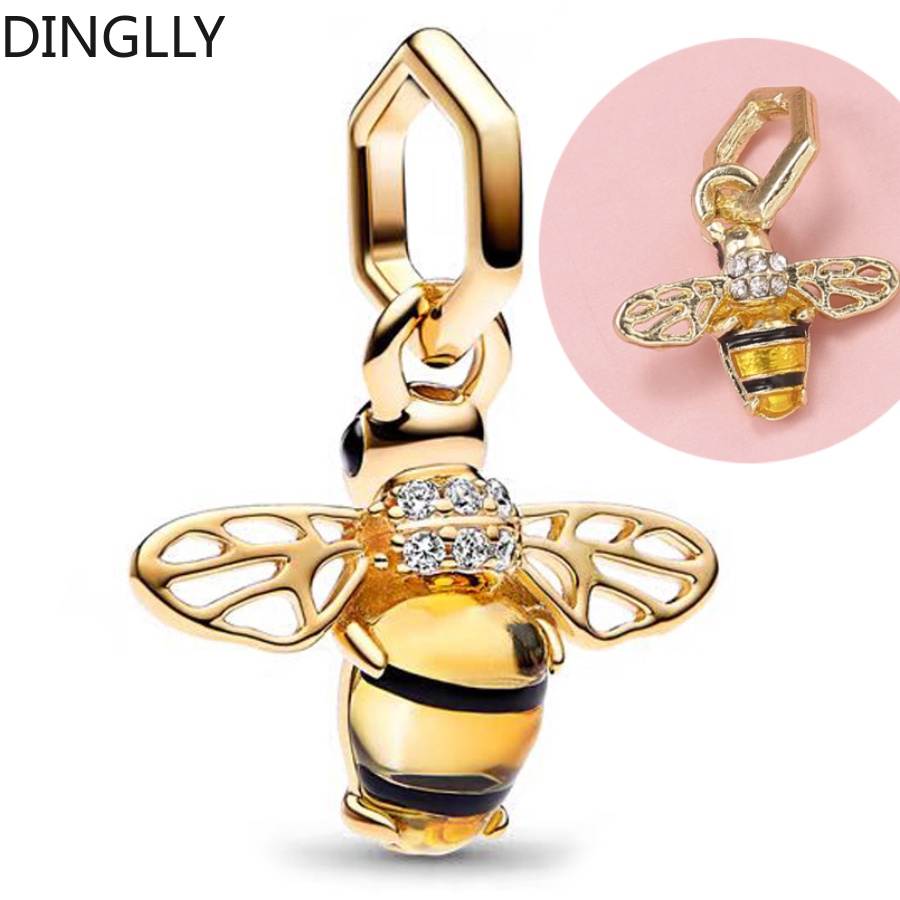 Ong Vàng Và Cây Giáng Sinh Đính Hạt Hoa Hồng Vàng Dream Catcher Charm Trang Sức Làm Hợp Kim Phụ Kiện