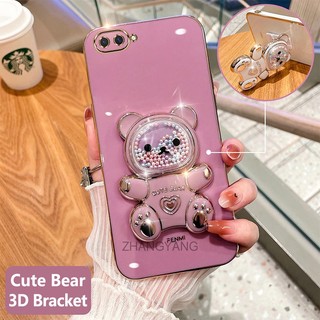 ốp lưng oppo a3s a12e a1k Ốp Điện Thoại tpu Dẻo Mạ Màu 3D In Hình Gấu Nhỏ Đáng Yêu Có Giá Đỡ Cho oppo a3s a12e a1k