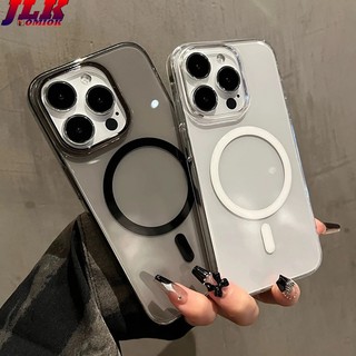 [JLK] Ultra Thin Clear Strong Magnetic Phone Case for iPhone 15 14 Plus 13 12 Pro Max Transparent Shockproof Hard Cover