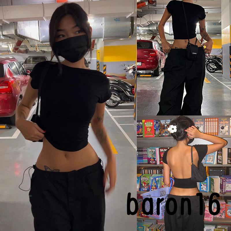 Áo Thun croptop Tay Ngắn Hở Lưng Dáng Thời Trang Mùa Hè Rũ Cho Nữ
