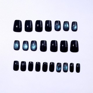 EBINLANDS 24 Chiếc Móng Tay Giả, Ngắn Full Cover Press on Nails, Có Thể Tái Sử Dụng Mắt Mèo Lấp Lánh Móng Tay Nghệ Thuật DIY Làm Móng Tay Nghệ Thuật