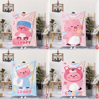 Zanmang Loopy chăn flannel hồng dễ thương, in một mặt, điều hòa không khí, quà tặng cho gia đình và bạn bè