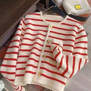 Áo Khoác cardigan Dệt Kim Kẻ Sọc Trắng Đen Thời Trang