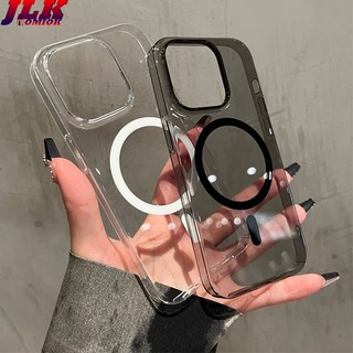[JLK] Ultra Thin Clear Strong Magnetic Phone Case for iPhone 15 14 Plus 13 12 Pro Max Transparent Shockproof Hard Cover