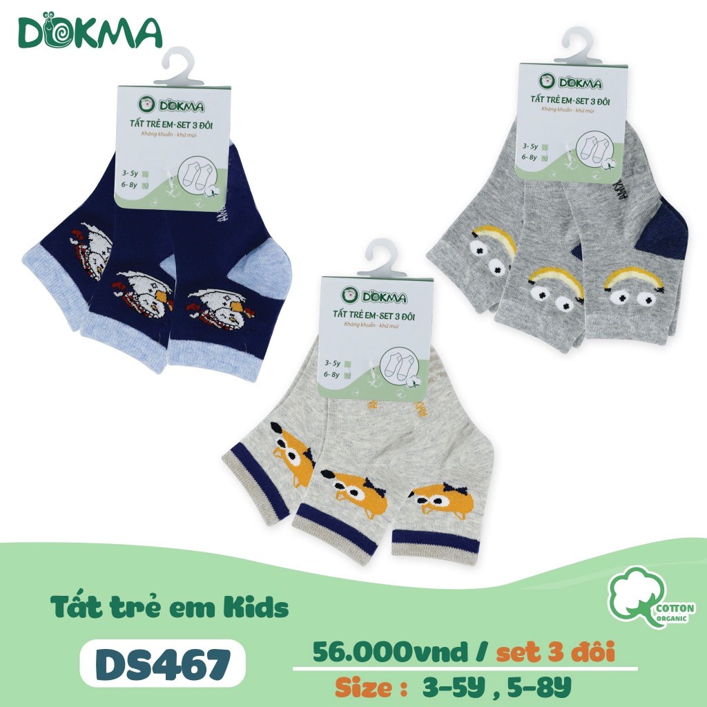 (3-8Y) Set 3 Đôi Tất Đồng Màu Cổ Cao, Cổ Thấp Bé Trai, Bé Gái DS467 DS476 DS665 DS766 DS767 DS768
