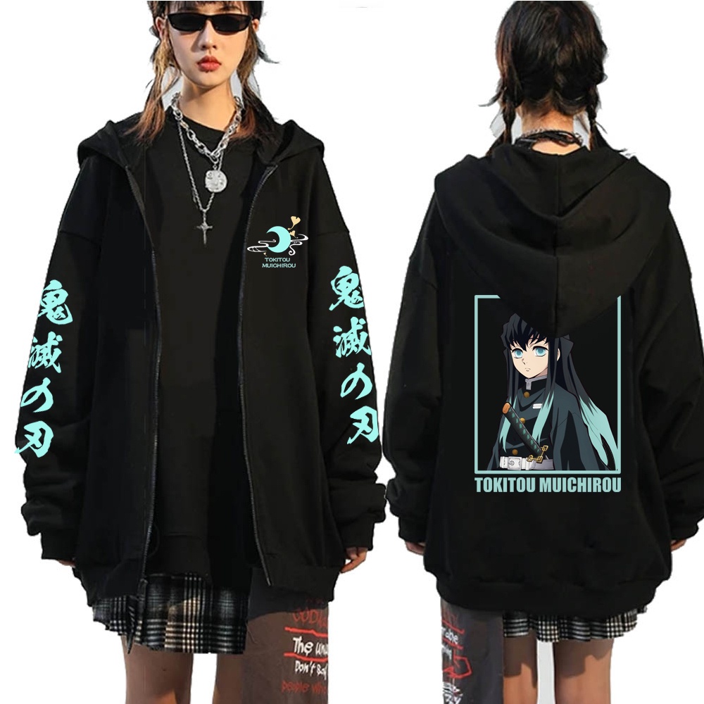 Áo Khoác hoodie Chui Cổ Có Khóa Kéo Hình anime demon slayer muichiro tokito Thời Trang Thường Ngày Cho Nam