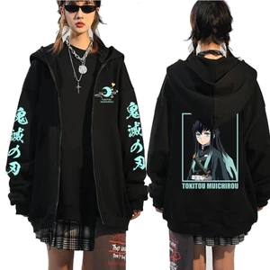 Áo Khoác hoodie Chui Cổ Có Khóa Kéo Hình anime demon slayer muichiro tokito Thời Trang Thường Ngày Cho Nam