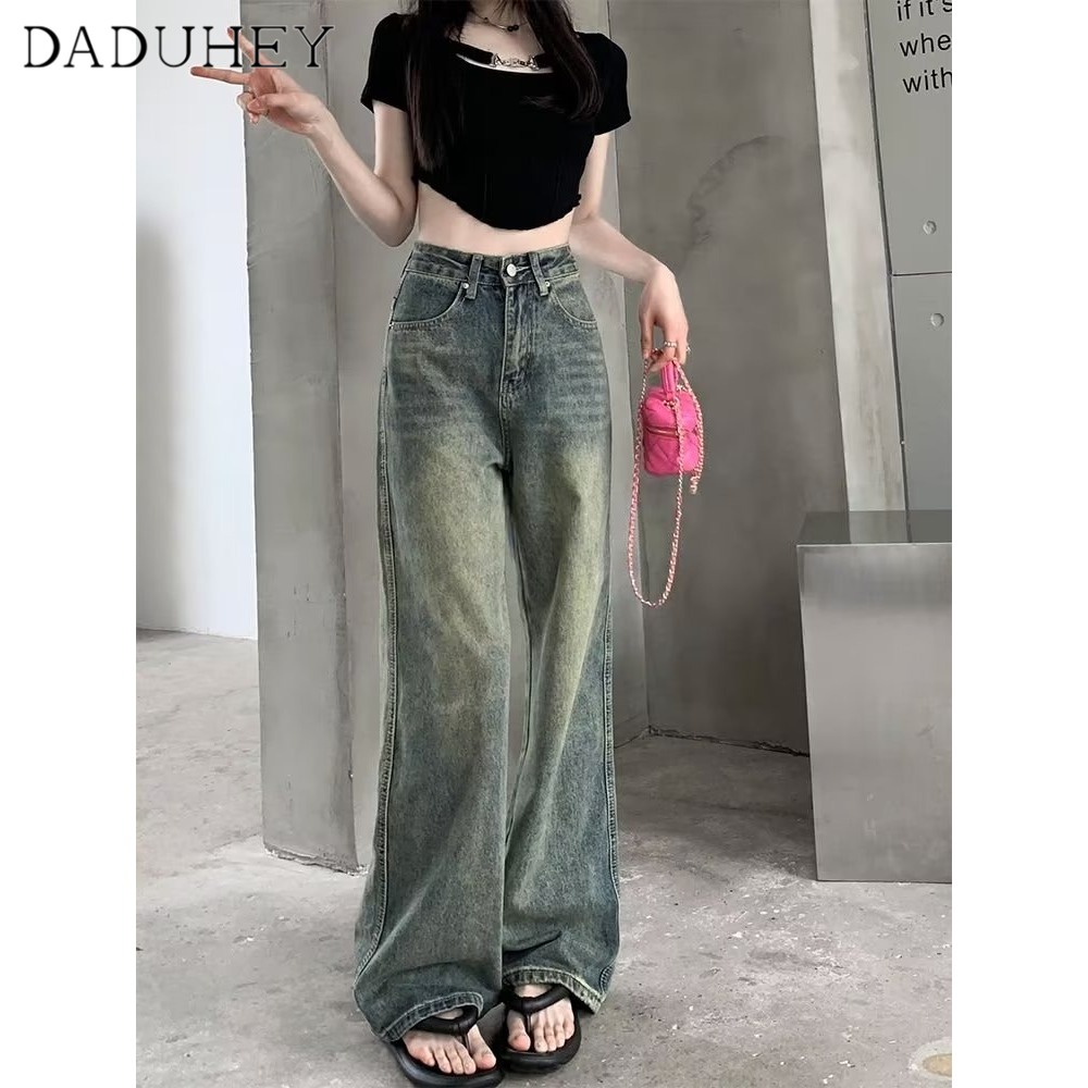Ảnh Quần jeans DADUHEY ống rộng lưng cao phong cách đường phố Mỹ thời trang cao cấp 2023 3