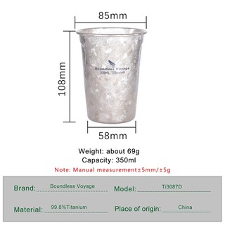 Cốc Uống Bia / Trà / Cà Phê Một Lớp Bằng Titan Gọn Nhẹ 350ml