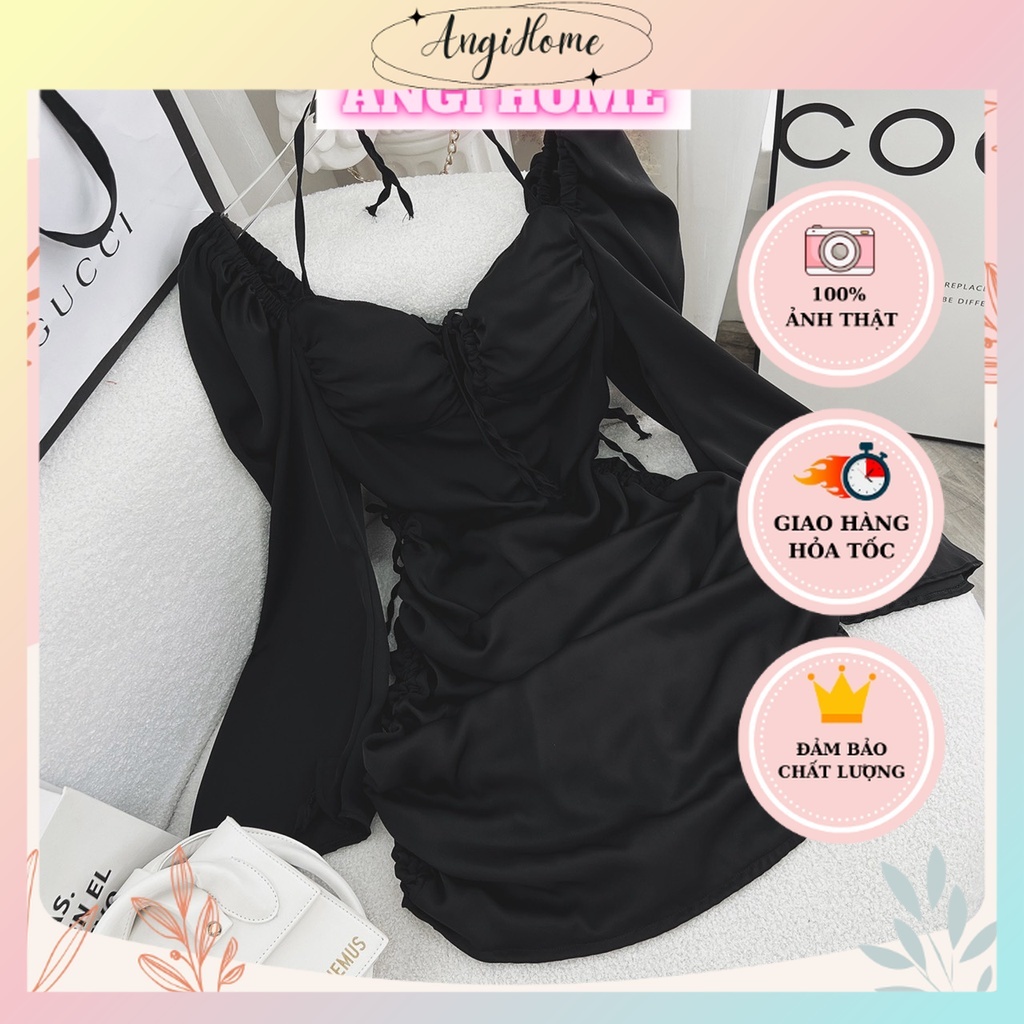 ĐẦM BODY ĐEN TD NHÚN RÚT KHOÉT EO ANGI HOME