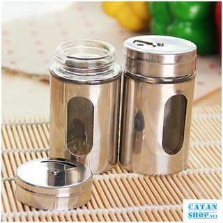 Lọ đựng tiêu bằng thủy tinh bọc inox, hũ gia vị, lọ đựng tăm nắp inox 100ml hàng dày dặn cao cấp GD756-LoTieu