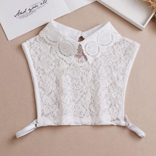 Áo sơ mi nữ cotton cổ giả có thể tháo rời, phong cách cổ điển