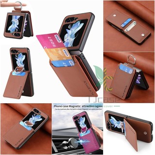Bao Da Điện Thoại pc Cứng Dạng Ví Nắp Lật 3 Ngăn Đựng Thẻ Và Giá Đỡ Cho samsung galaxy z flip 5 z flip 4 z flip Ốp