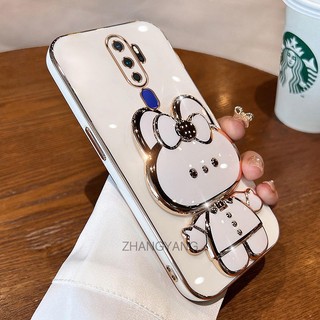 ốp lưng oppo a5 2020 a9 2020 Ốp Điện Thoại TPU Silicon Mềm Mạ Điện Gắn Gương Trang Điểm Hình Thỏ 3D Cho oppo a5 2020 a9 2020