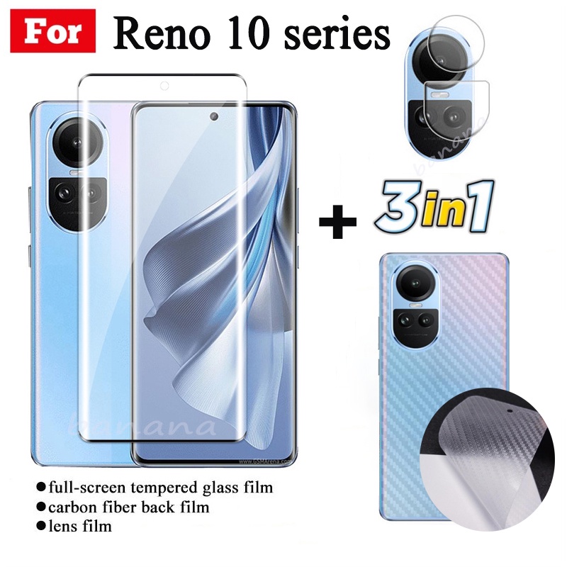 Kính cường lực bảo vệ màn hình OPPO Reno 10 5G cho OPPO Reno 10 Pro Plus 5G Phim bảo vệ Camera 3 trong 1 và phim sợi Carbon