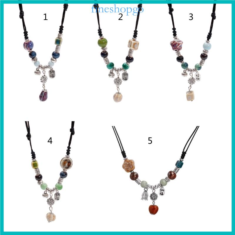 ❀❀Fine Vòng cổ Dân Tộc bohemian Đính Hạt Gốm Có Thể Điều Chỉnh